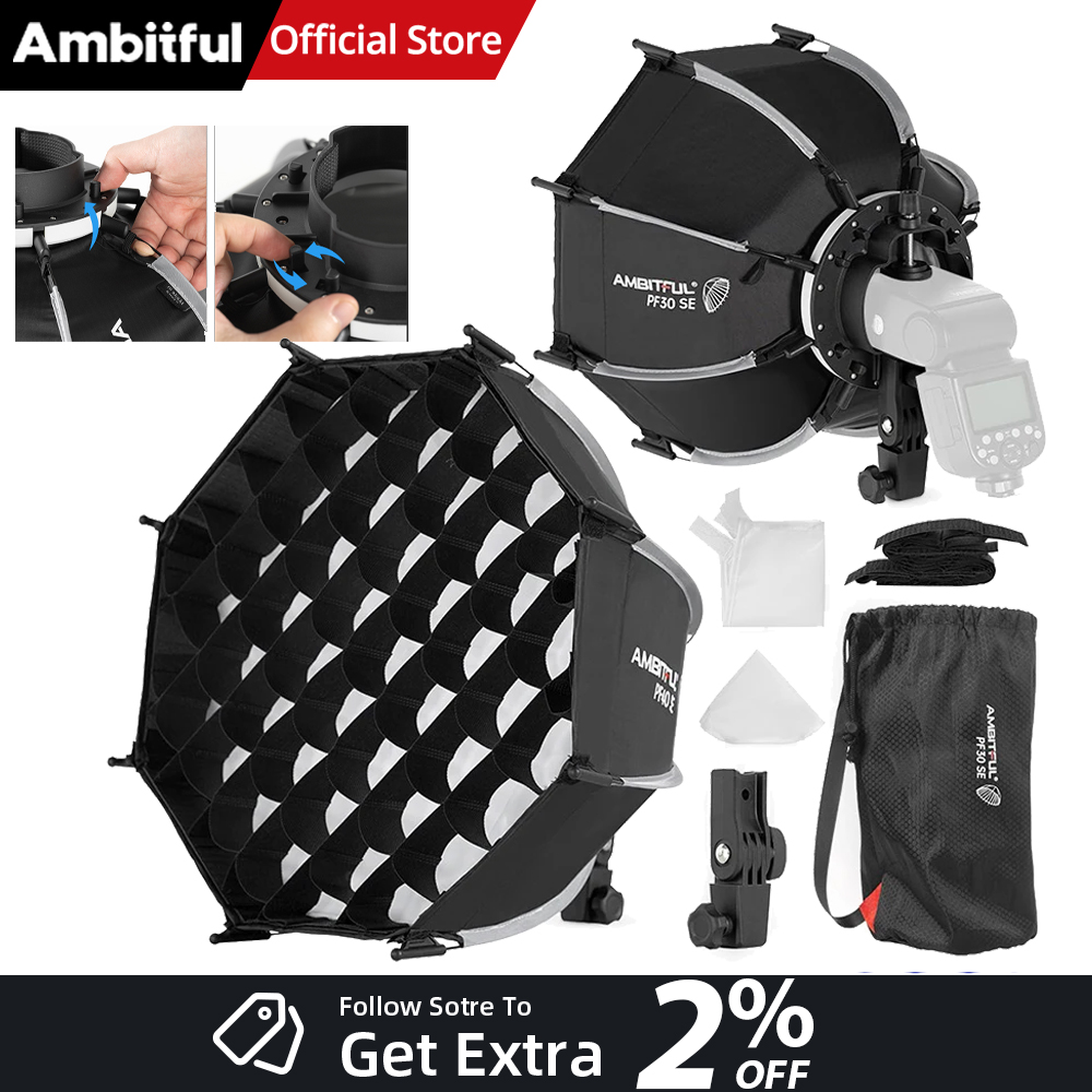Photography Lighting Grid - AMBITFUL PF30/PF40 30cm/40cm Mini-Speedlite Tragbare Oktagon-Regenschirm-Softbox