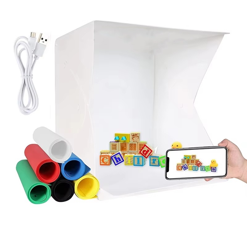 Photography Lighting Box - Faltbarer Lichtkasten, tragbares Fotostudio-Zelt mit LED-Beleuchtung,
